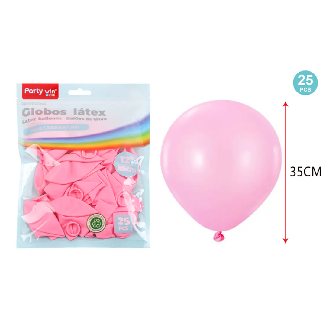 Globos Mate Rosado Claro 35Cm 2.8G 25 Unidades 1