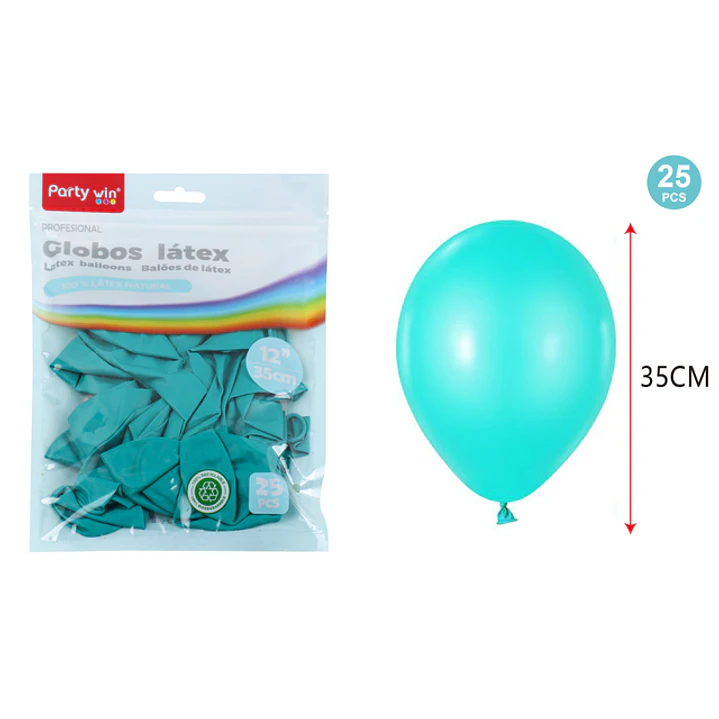 Globos Mate Azul Tiffany 35Cm 2.8G 25 Unidades 1