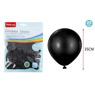 Globos Mate Negro 35Cm 2.8G 25 Unidades