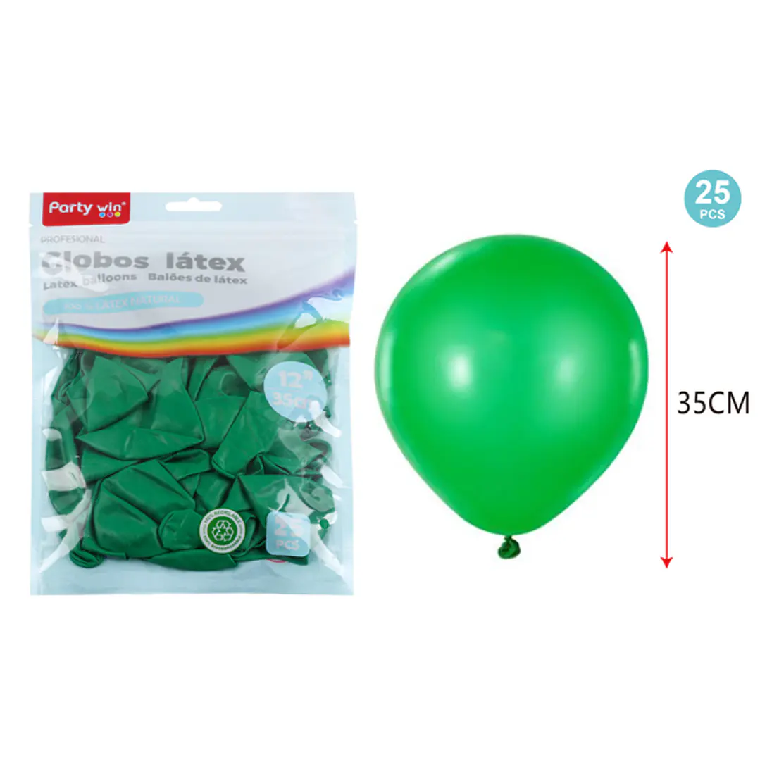 Globos Mate Verde Oscuro 35Cm 2.8G 25 Unidades 1