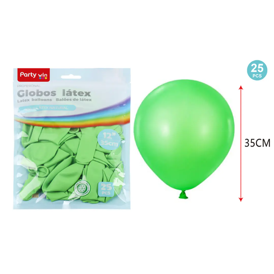 Globos Mate Verde Pastel 35Cm 2.8G 25 Unidades 1