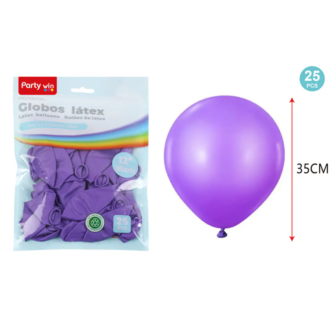 Globos Mate Morado 35Cm 2.8G 25 Unidades 1