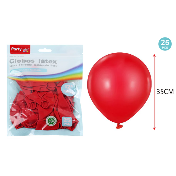 Globos Mate Rojo 35Cm 2.8G 25 Unidades 1