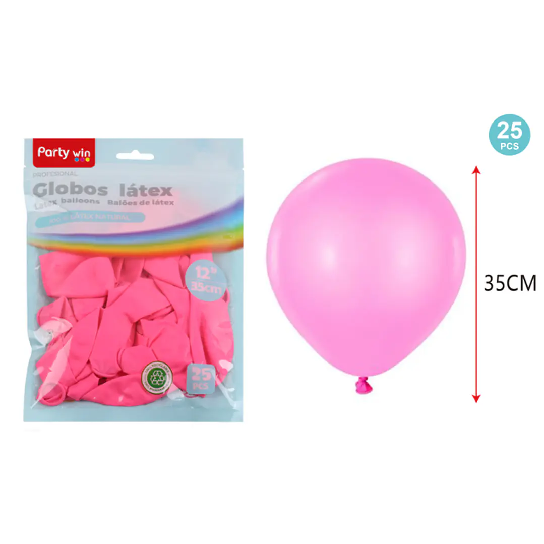 Globos Mate Rosado 35Cm 2.8G 25 Unidades 1