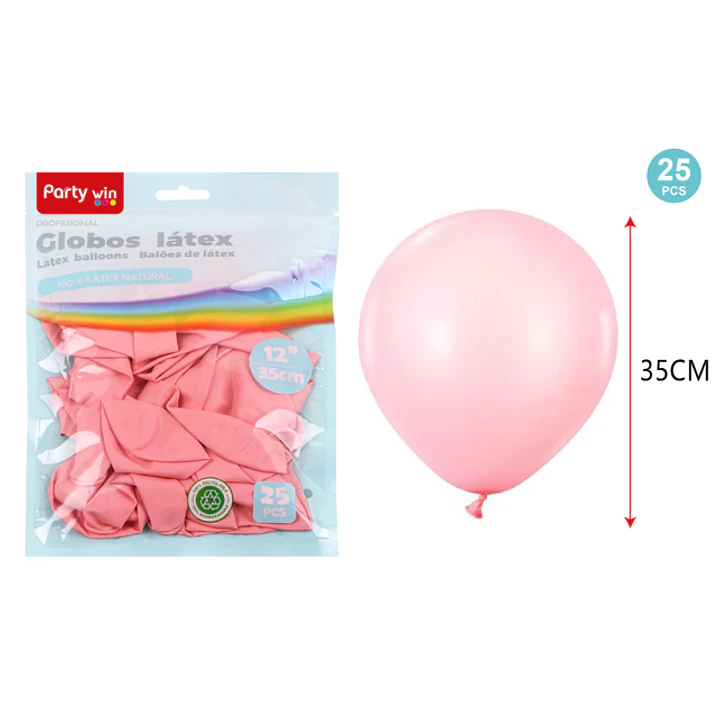 Globos Mate Rosado Pastel 35Cm 2.8G 25 Unidades 1