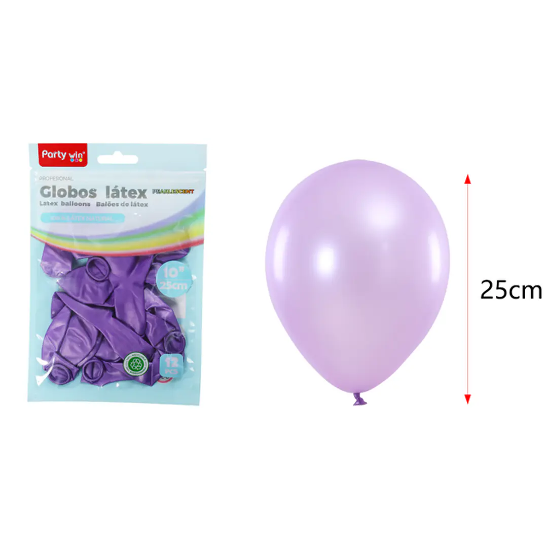 Globos Perlados Morado Claro 25Cm 1.5G 12 Unidades 1