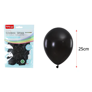 Globos Perlados Negro 25Cm 1.5G 12 Unidades