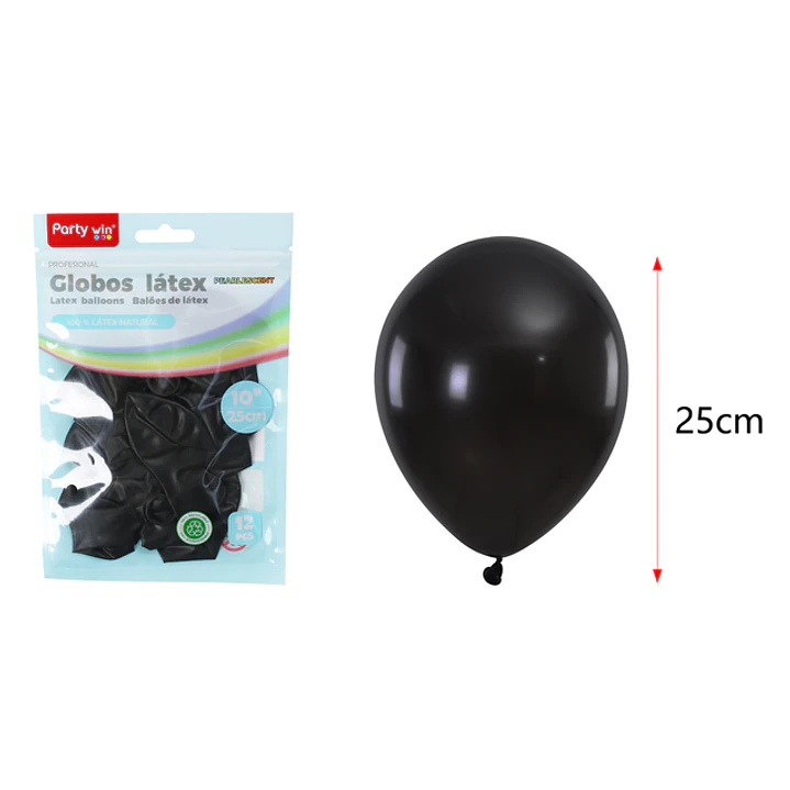 Globos Perlados Negro 25Cm 1.5G 12 Unidades 1