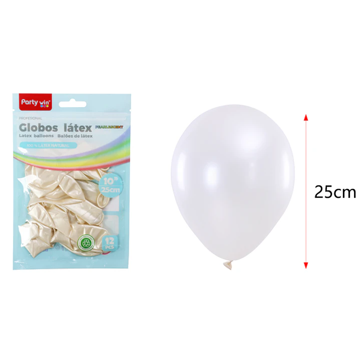 Globos Perlados Blanco 25Cm 1.5G 12 Unidades 1