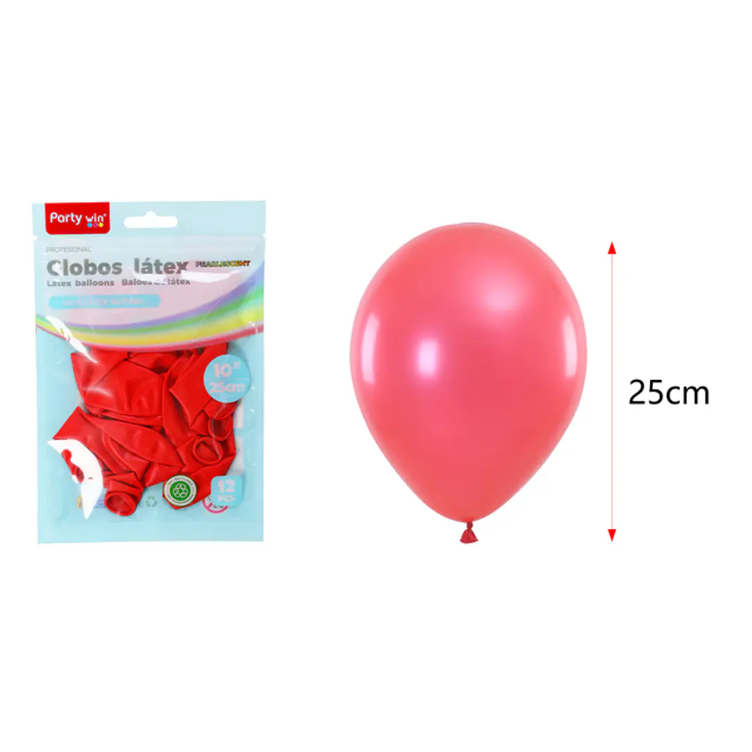 Globos Perlados Rojo 25Cm 1.5G 12 Unidades 1