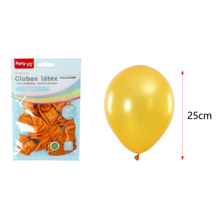 Globos Perlados Dorado 25Cm 1.5G 12 Unidades 1