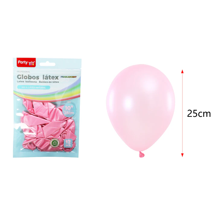 Globos Perlados Rosado Claro 25Cm 1.5G 12 Unidades 1