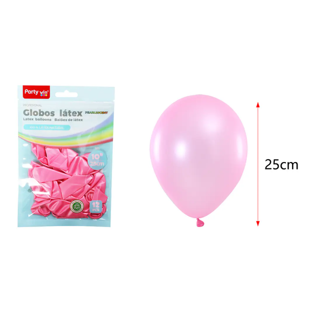 Globos Perlados Rosado 25Cm 1.5G 12 Unidades 1