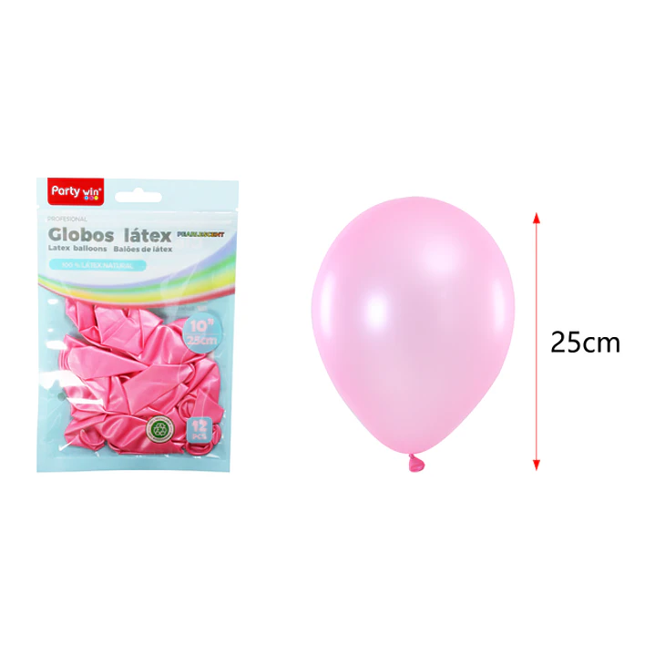Globos Perlados Rosado 25Cm 1.5G 12 Unidades 1