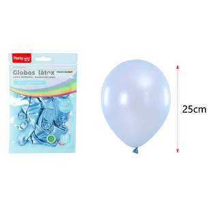 Globos Perlados Celeste 25Cm 1.5G 12 Unidades