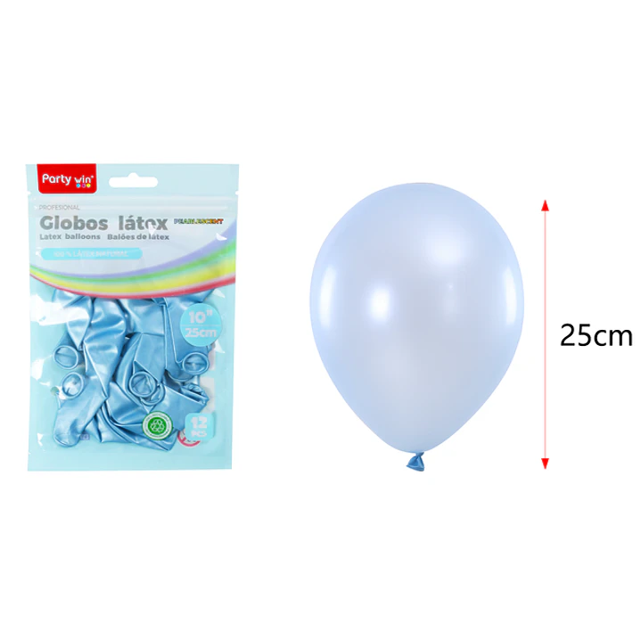 Globos Perlados Celeste 25Cm 1.5G 12 Unidades 1
