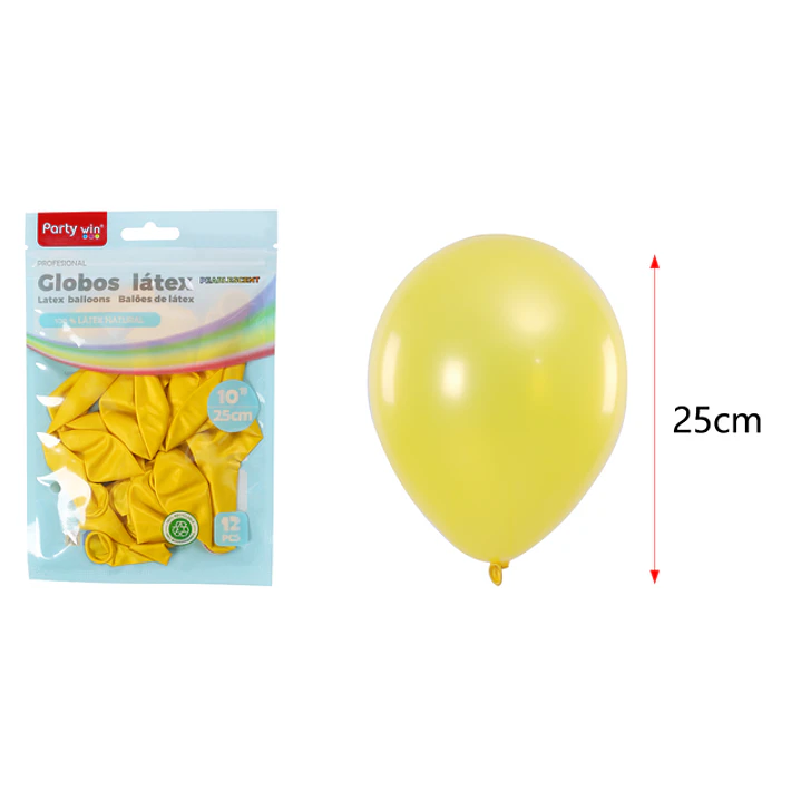 Globos Perlados Amarillo 25Cm 1.5G 12 Unidades 1