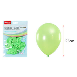 Globos Perlados Verde Pastel 25Cm 1.5G 12 Unidades