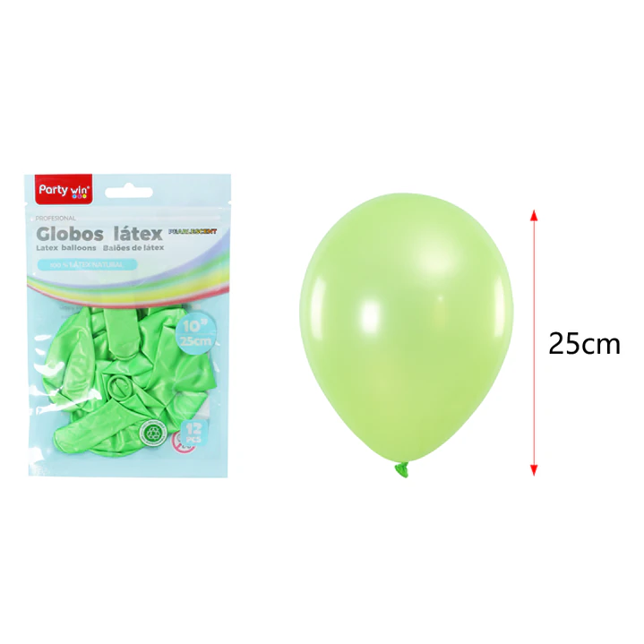 Globos Perlados Verde Pastel 25Cm 1.5G 12 Unidades 1