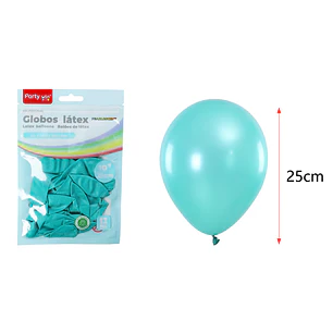Globos Perlados Azul Tiffany 25Cm 1.5G 12 Unidades