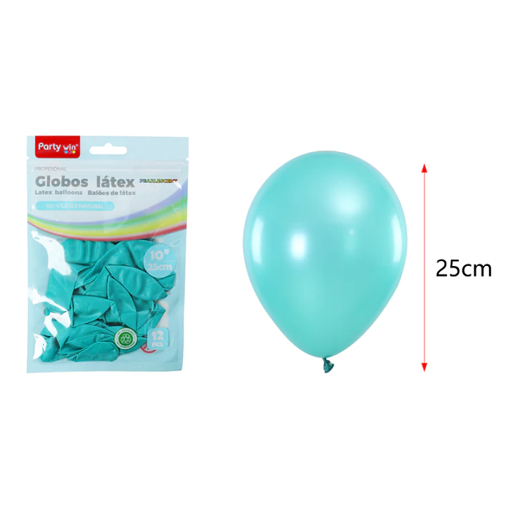 Globos Perlados Azul Tiffany 25Cm 1.5G 12 Unidades 1