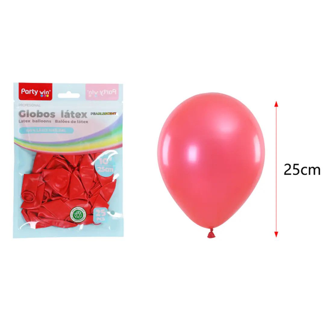 Globos Perlados Rojo 25Cm 1.5G 25 Unidades 1