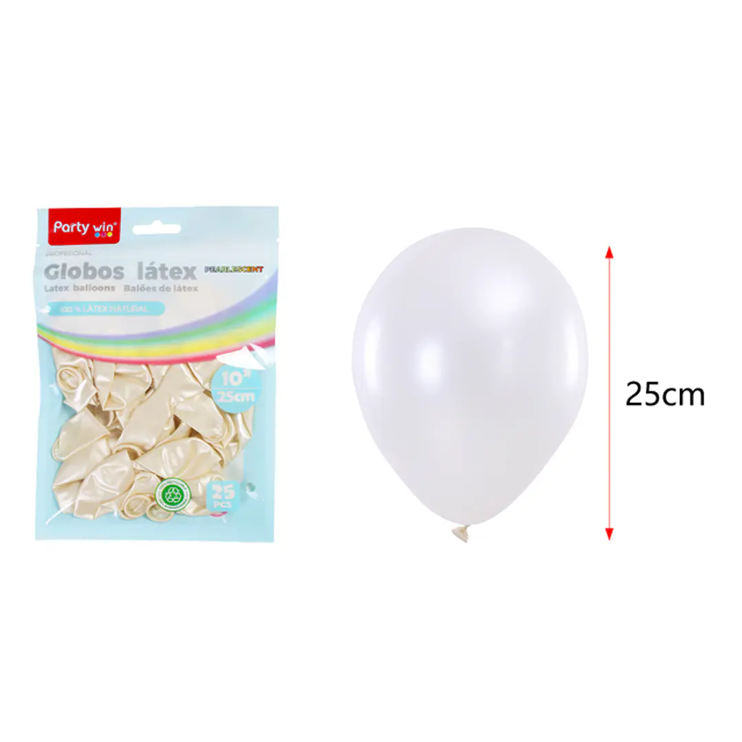 Globos Perlados Blanco 25Cm 1.5G 25 Unidades 1