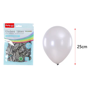 Globos Perlados Plateado 25Cm 1.5G 25 Unidades