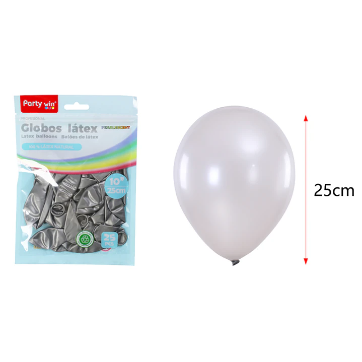 Globos Perlados Plateado 25Cm 1.5G 25 Unidades 1