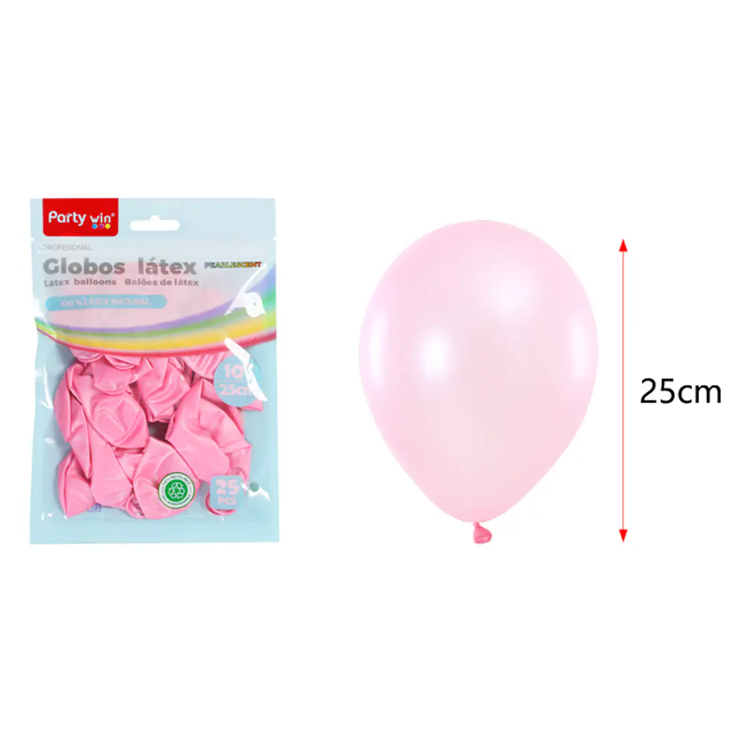 Globos Perlados Rosado Claro 25Cm 1.5G 25 Unidades 1
