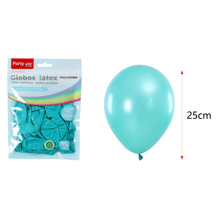 Globos Perlados Azul Tiffany 25Cm 1.5G 25 Unidades 1