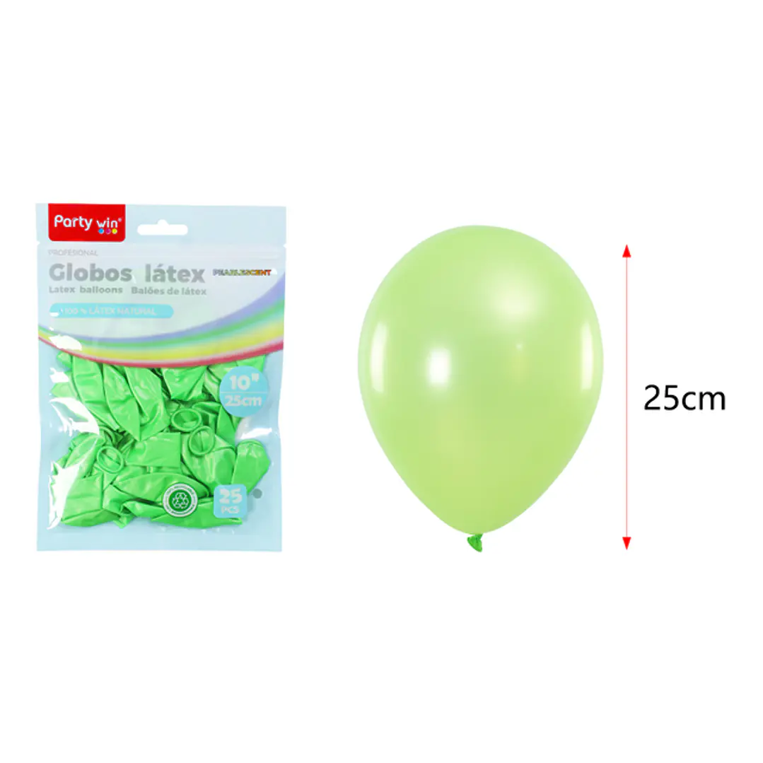Globos Perlados Verde Pastel 25Cm 1.5G 25 Unidades 1