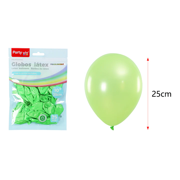 Globos Perlados Verde Pastel 25Cm 1.5G 25 Unidades 1