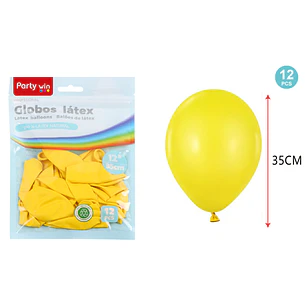 Globos Mate Amarillo 35Cm 2.8G 12 Unidades
