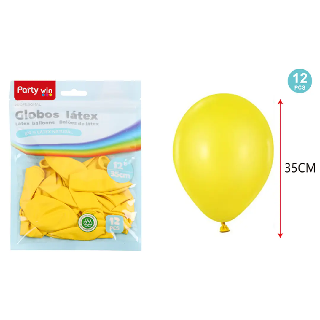 Globos Mate Amarillo 35Cm 2.8G 12 Unidades 1