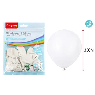 Globos Mate Blanco 35Cm 2.8G 12 Unidades