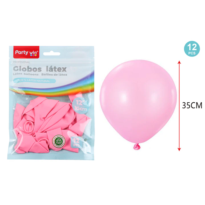 Globos Mate Rosado Claro 35Cm 2.8G 12 Unidades 1
