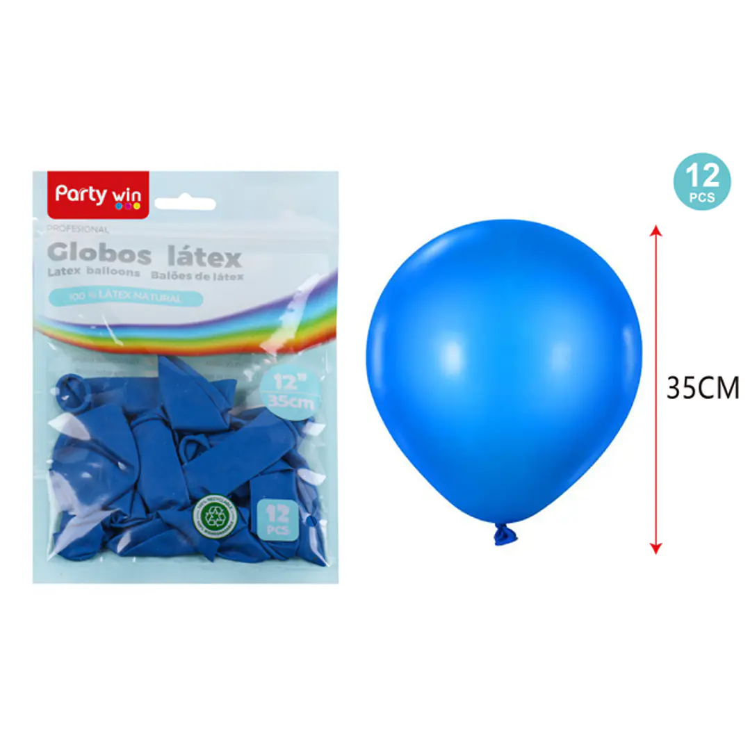 Globos Mate Azul 35Cm 2.8G 12 Unidades 1