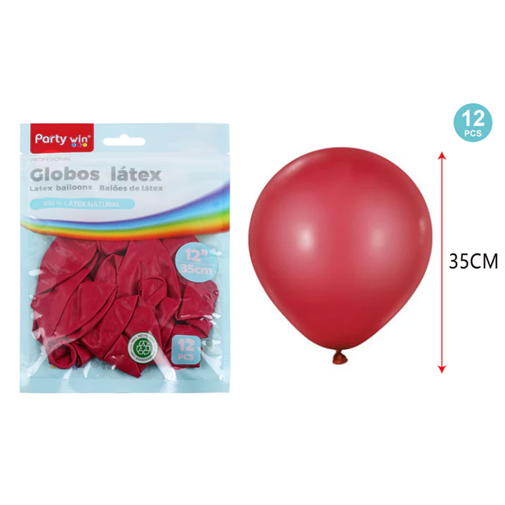Globos Mate Rojo Vino 35Cm 2.8G 12 Unidades 1
