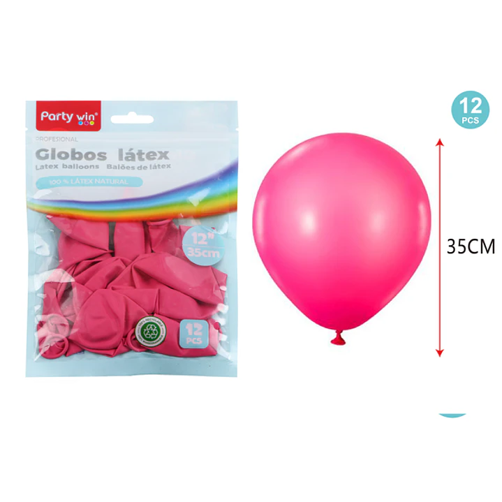 Globos Mate Fucsia 35Cm 2.8G 12 Unidades 1