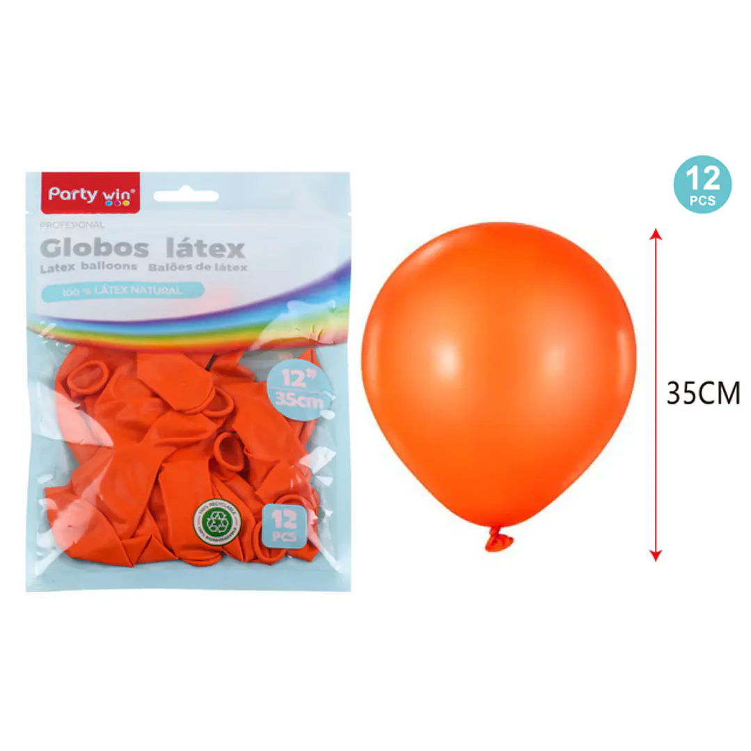 Globos Mate Naranjo 35Cm 2.8G 12 Unidades 1