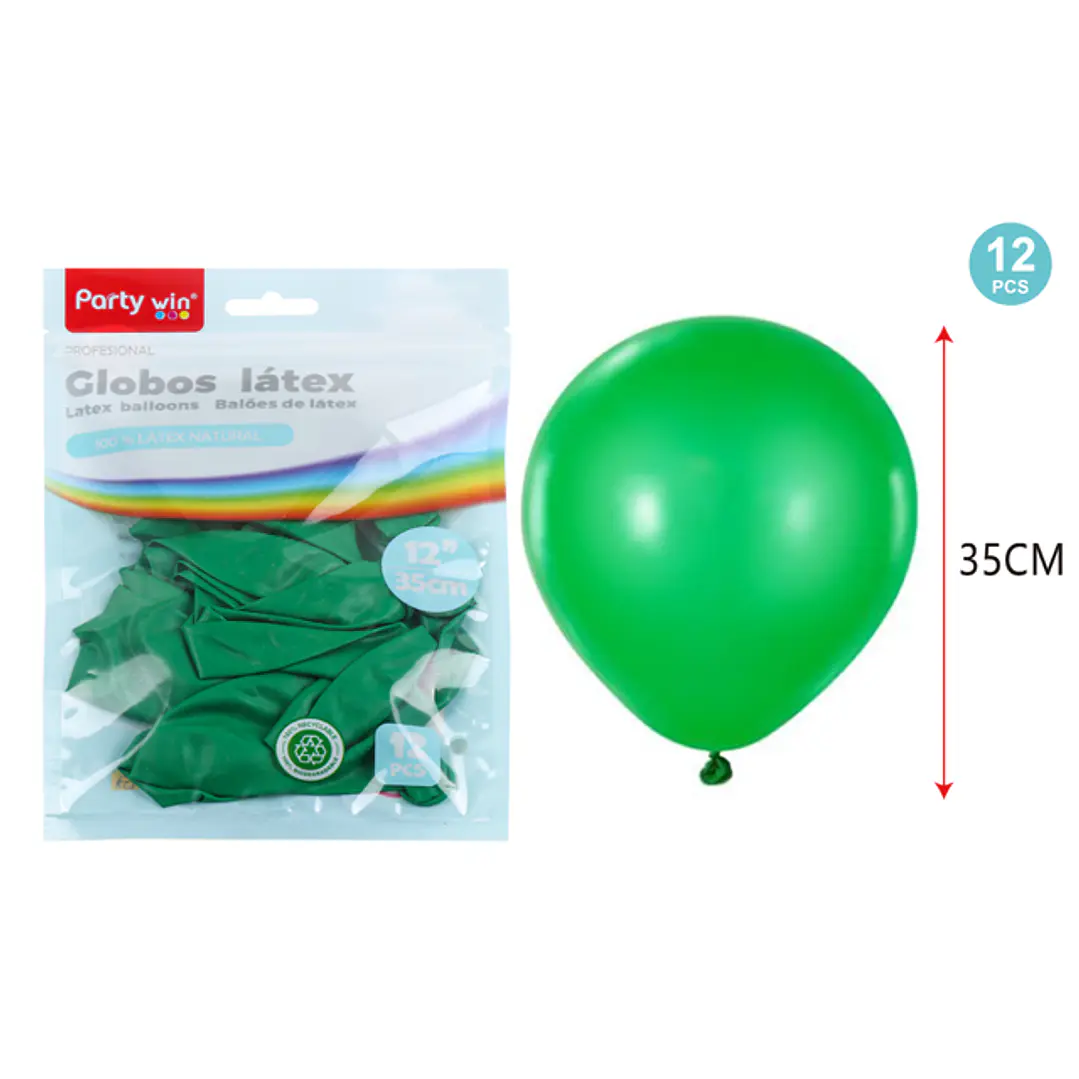 Globos Mate Verde Oscuro 35Cm 2.8G 12 Unidades 1