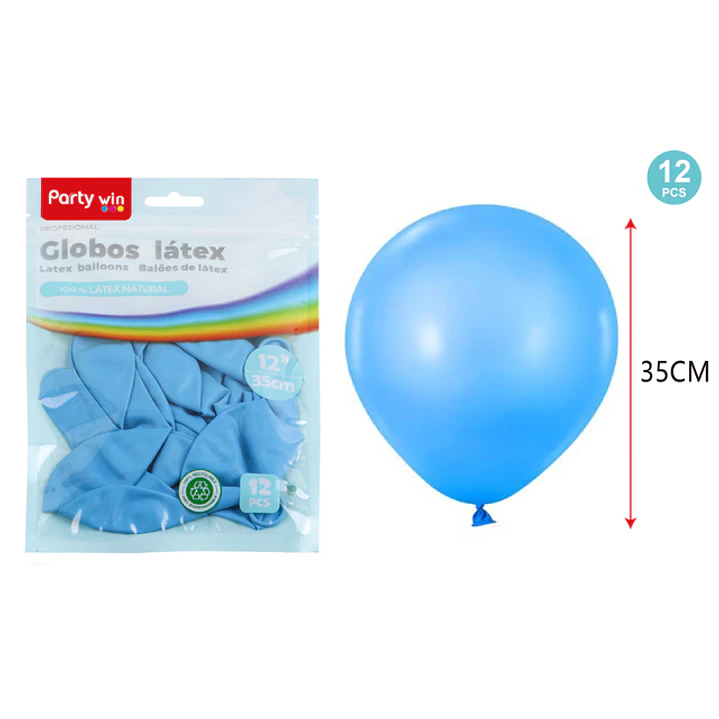Globos Mate Celeste 35Cm 2.8G 12 Unidades 1