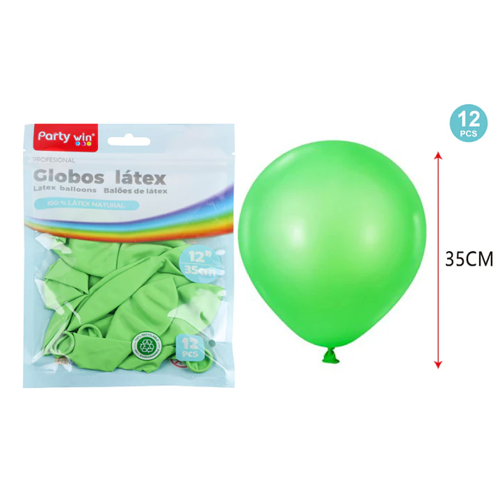 Globos Mate Verde Pastel 35Cm 2.8G 12 Unidades 1