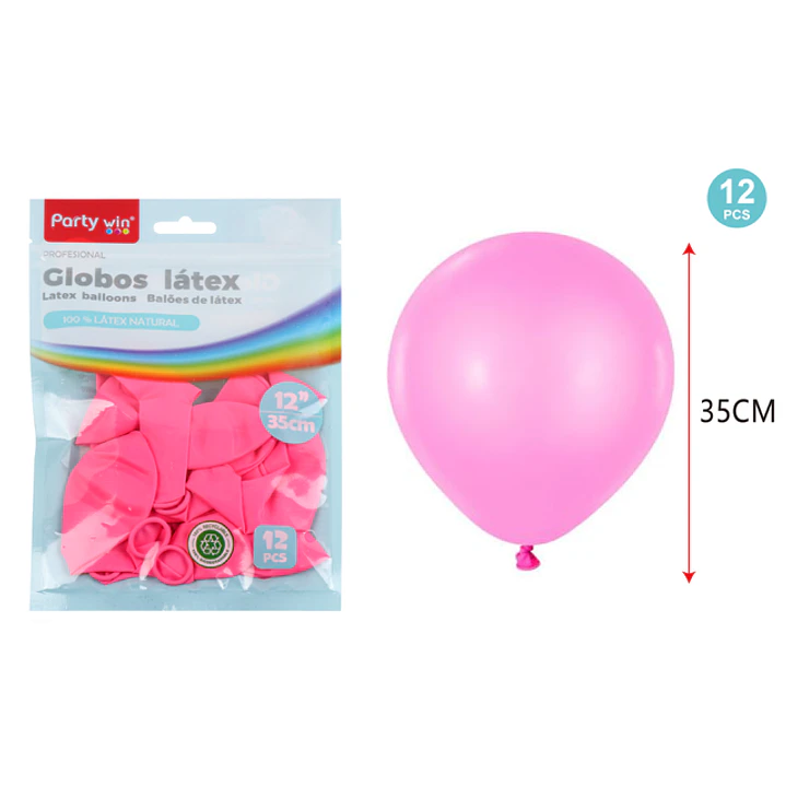 Globos Mate Rosado 35Cm 2.8G 12 Unidades 1