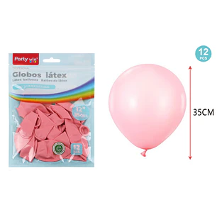 Globos Mate Rosado Pastel 35Cm 2.8G 12 Unidades