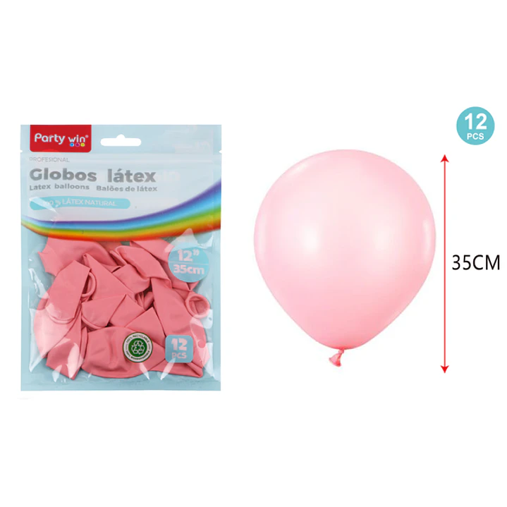 Globos Mate Rosado Pastel 35Cm 2.8G 12 Unidades 1