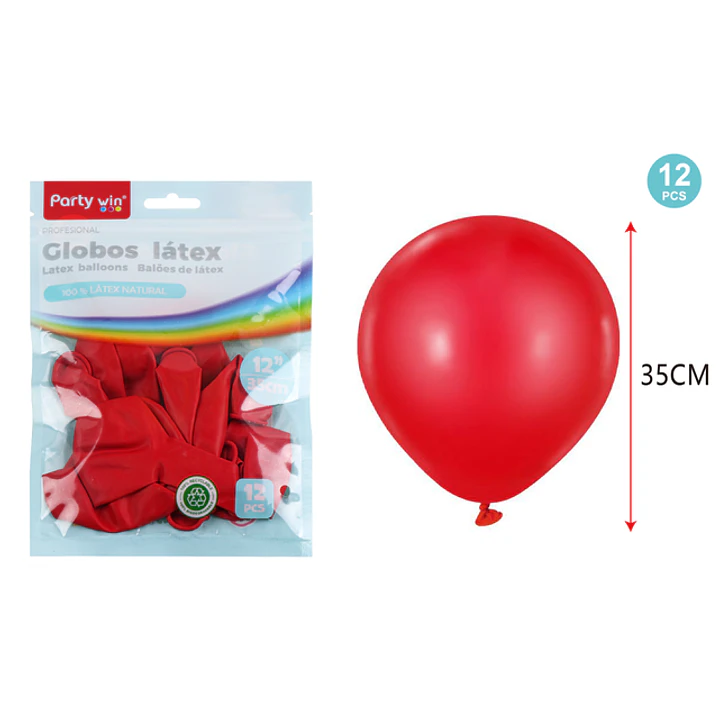 Globos Mate Rojo 35Cm 2.8G 12 Unidades 1