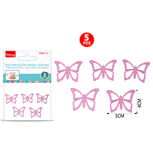 Adorno Para Torta Mariposa Rosado 5 Unidades