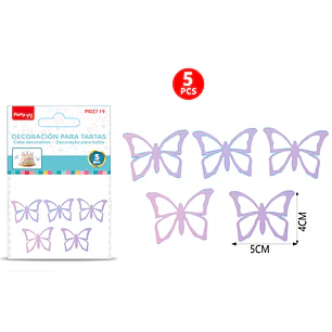 Adorno Para Torta Mariposa Tornasol 5 Unidades